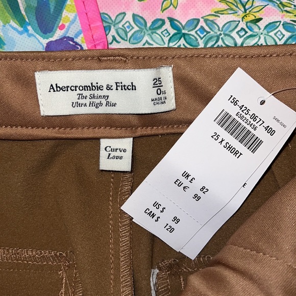 Abercrombie and Fitch Brown Leather Pants NWT Size 25/O XS length Curve Love - Picture 3 of 3